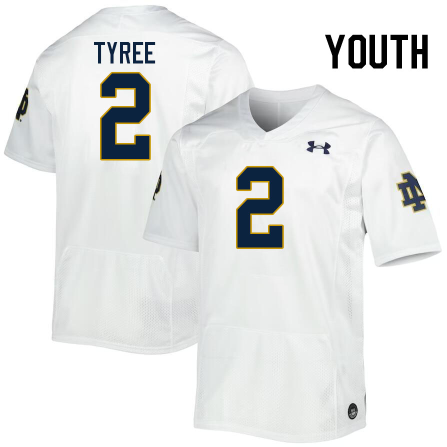 Youth #2 Chris Tyree Notre Dame Fighting Irish College Football Jerseys Stitched-White - Click Image to Close